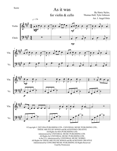 As It Was (arr. José angel Ortiz ramirez)