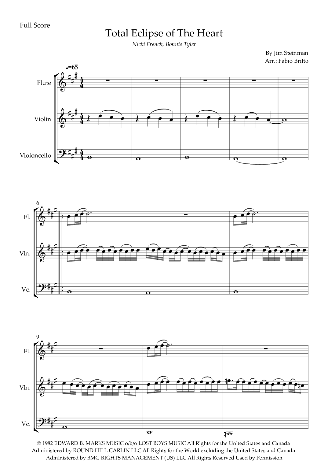 Total Eclipse Of The Heart (arr. Fabio Britto)