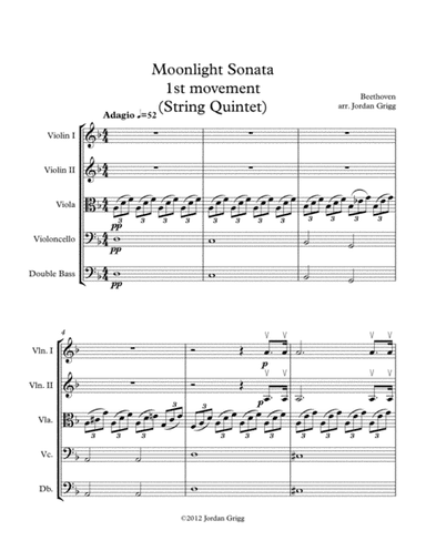 Moonlight Sonata (String Quintet-1st Movement) (arr. Jordan Grigg)
