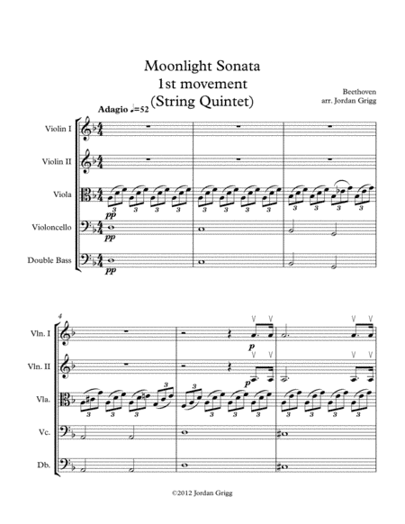 Moonlight Sonata (String Quintet-1st Movement) (arr. Jordan Grigg)