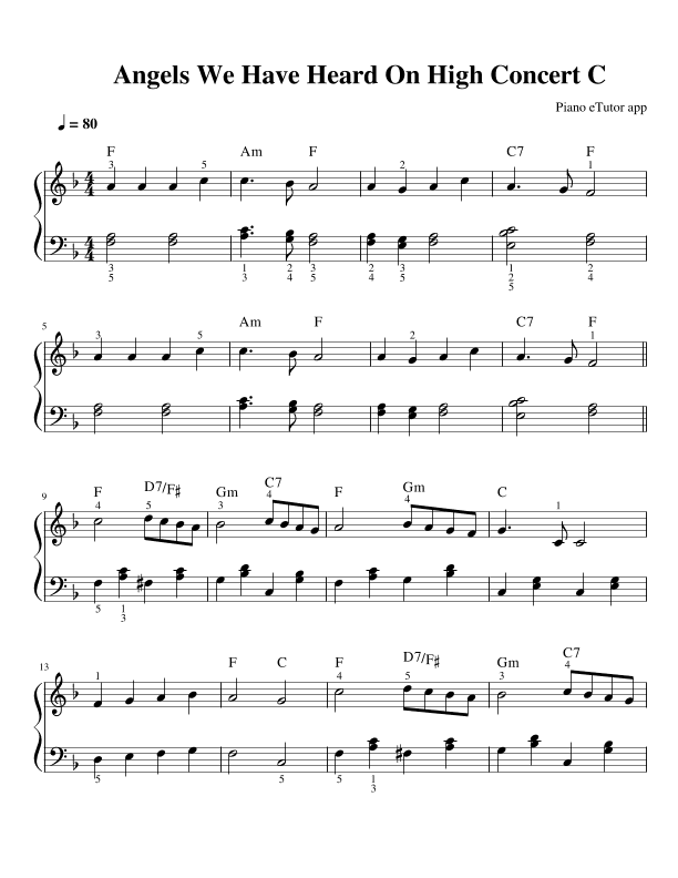 Angels We Have Heard On High - piano (arr. Piano eTutor app)