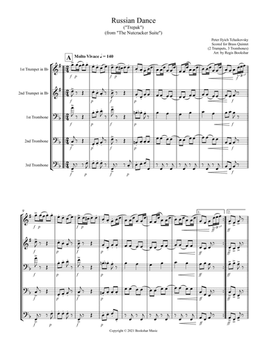 Russian Dance ("Trepak") (from "The Nutcracker Suite") (F) (Brass Quintet - 2 Trp, 3 Trb) (arr. Regis Bookshar)