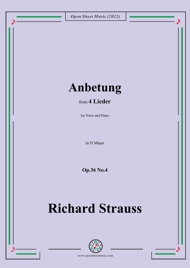 Richard Strauss-Anbetung,in D Major,Op.36 No.4 (arr. OSM Press)