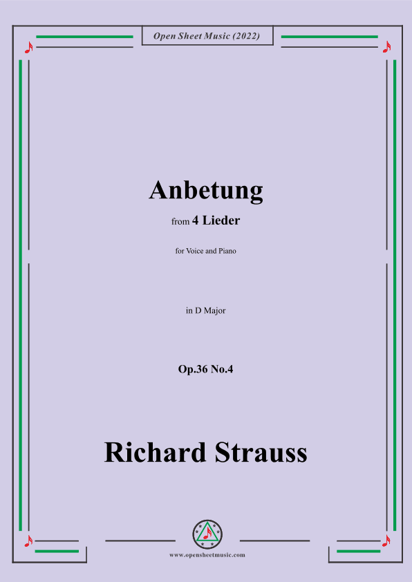 Richard Strauss-Anbetung,in D Major,Op.36 No.4 (arr. OSM Press)