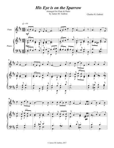Gabriel: His Eye Is On The Sparrow for Flute & Piano (arr. James M. Guthrie, ASCAP)
