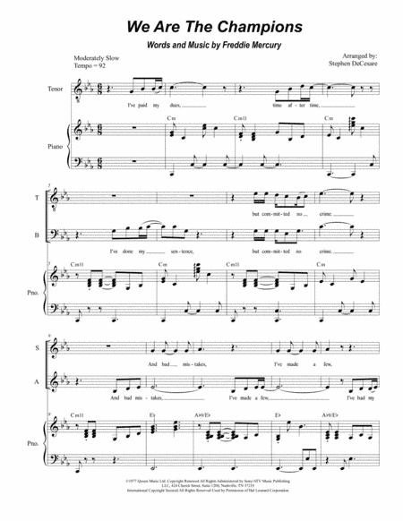 We Are The Champions (arr. Stephen DeCesare)