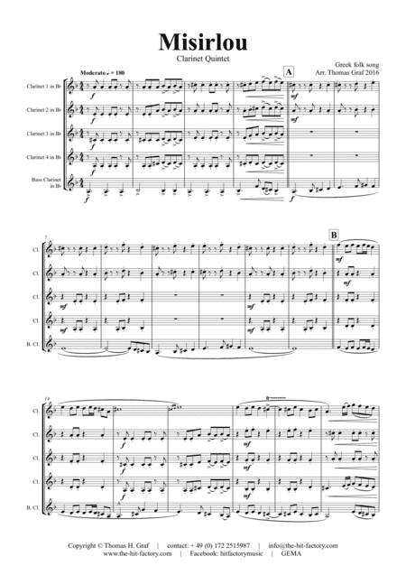 Misirlou - Pulp Fiction - Clarinet Quintet (arr. Thomas Graf)