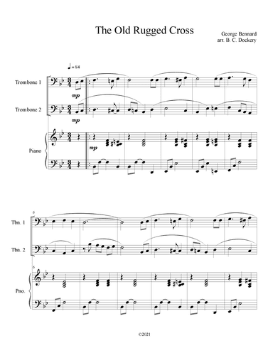 The Old Rugged Cross (Trombone Duet with Piano Accompaniment) (arr. B. C. Dockery)