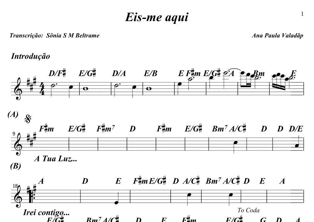 Eis-me Aqui (arr. Sônia S M Beltrame)