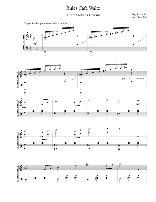Rules Cafe Waltz (arr. Piano Palt)
