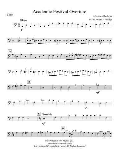 Academic Festival Overture-Cello part (arr. Joseph J. Phillips)
