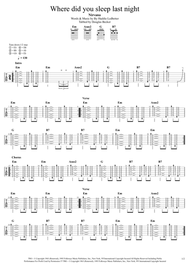 Where Did You Sleep Last Night (arr. Douglas Becker)