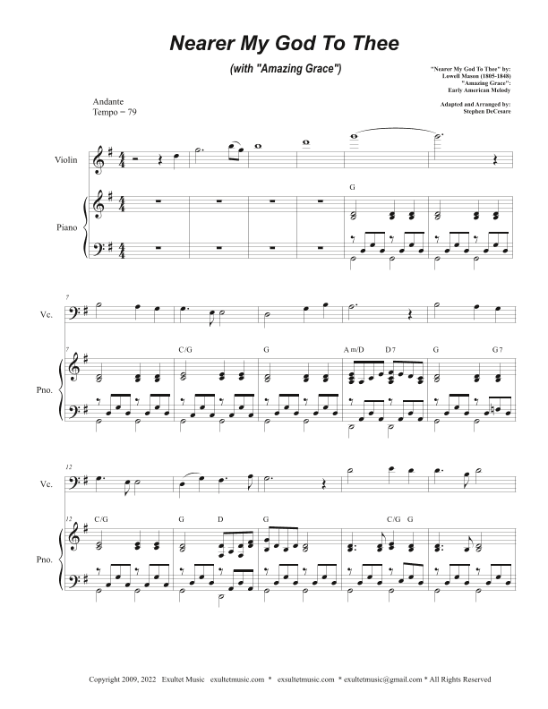 Nearer My God To Thee (with "Amazing Grace") (Cello solo and Piano) (arr. Stephen DeCesare)