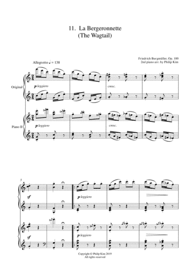 11. La Bergeronnette (The Wagtail)  25 Progressive Studies Opus 100 for 2 pianos Friedrich Burgm (arr. Philip Kim)