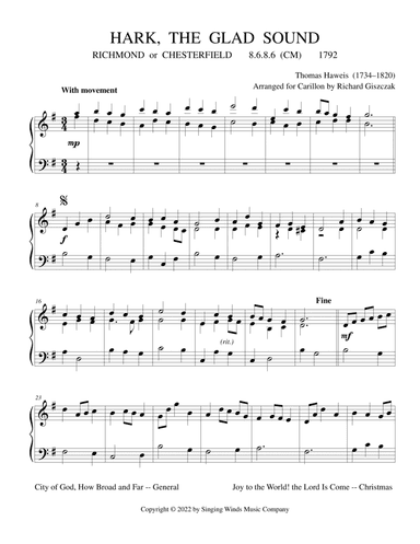 Hark, the Glad Sound  (RICHMOND) (arr. Richard Giszczak)