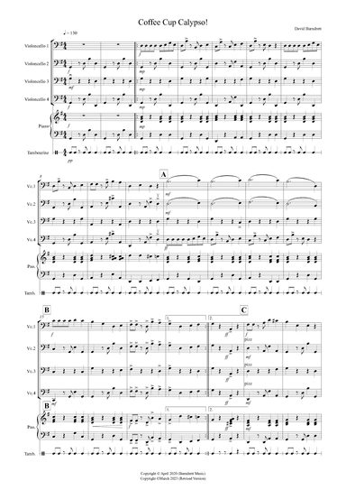 Coffee Cup Calypso! for Cello Quartet