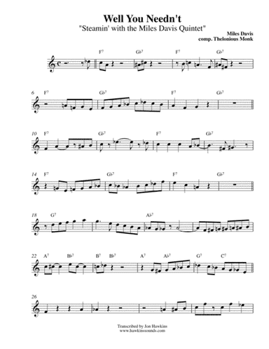 Well You Needn't (it's Over Now) (arr. Jonathan Hawkins)