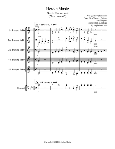 Heroic Music - No.   5. L'Armement (Bb) (Trumpet Quintet, Timp) (arr. Regis Bookshar)