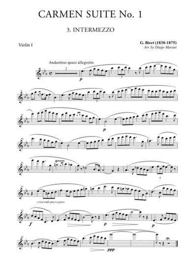 Intermezzo from "Carmen Suite" for String Quartet (arr. Diego Marani)