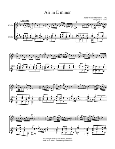 Air in E Minor for flute or violin and guitar (arr. K. Krantz)