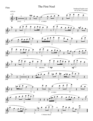 The First Noel - joyful arr. for Flute & Piano (arr. Steve Lancaster)