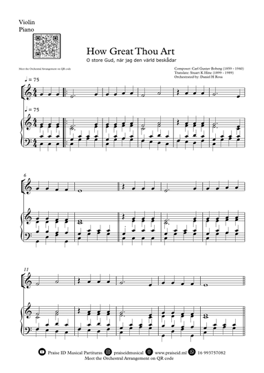 How Great Thou Art - "O store Gud." - Easy Violin and Piano (arr. Daniel H Rosa)