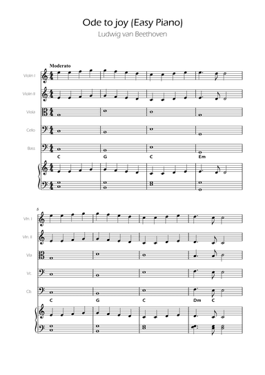 Ode To Joy - Easy String Quintet w/ piano accompaniment (arr. Ygor Nunes)