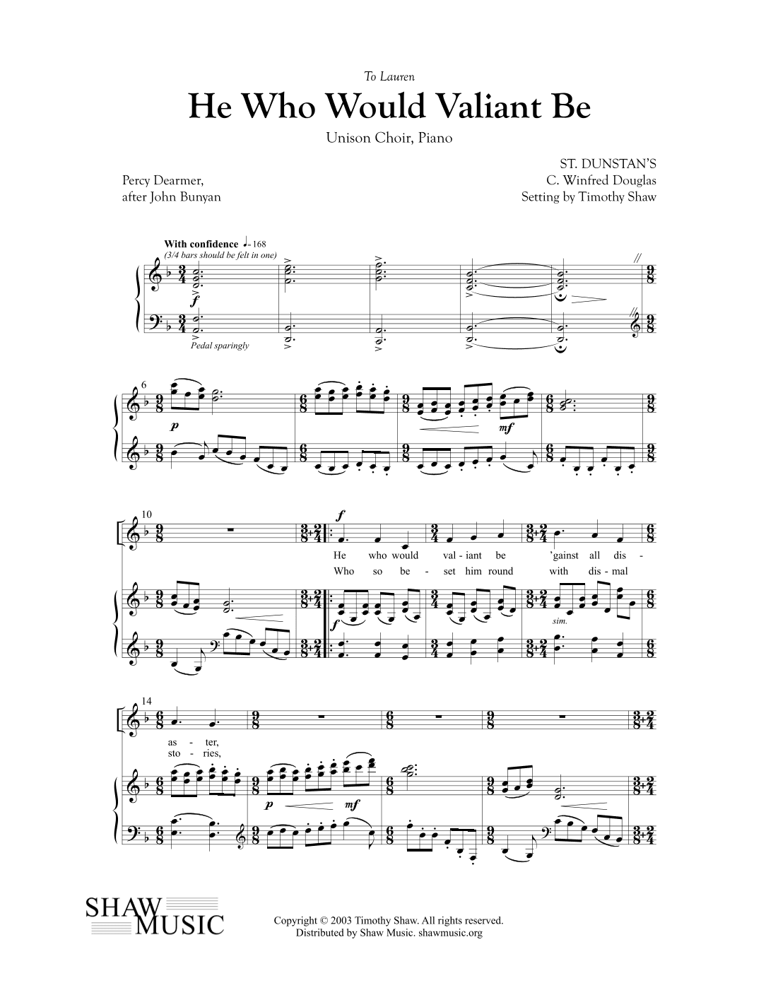 He Who Would Valiant Be (arr. Timothy Shaw)