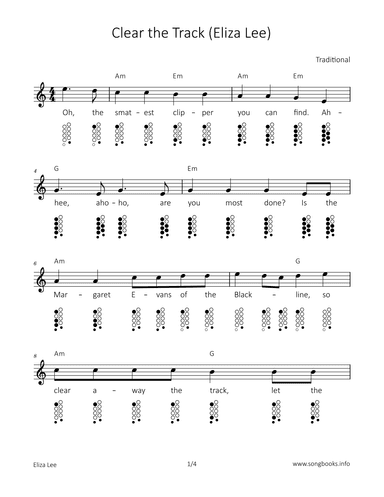 Clear the Track (Eliza Lee) (arr. songbooks.info)