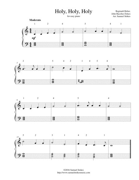 Holy, Holy, Holy - for easy piano (arr. Samuel Stokes)