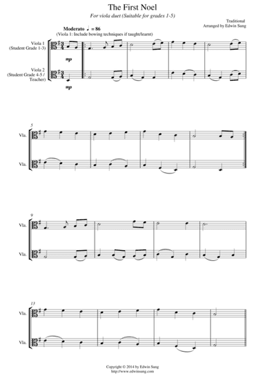 The First Noel (for viola duet, suitable for grades 1-5) (arr. Edwin Sung)