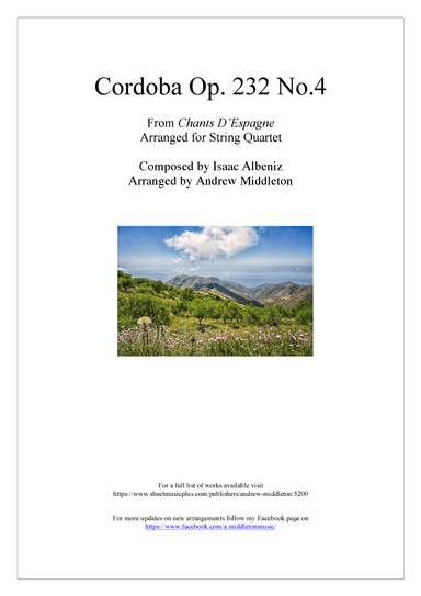 Corodoba arranged for String Quartet (arr. Andrew Middleton)