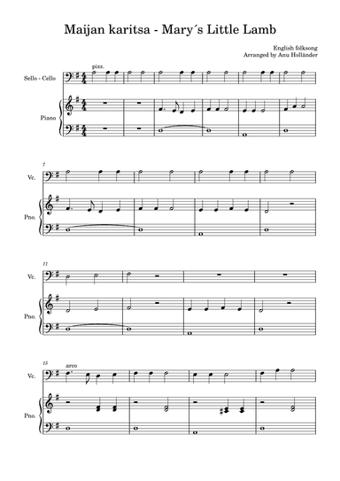 Soittosalkku: Maijan karitsa - Mary´s Little Lamb (arr. Anu Holländer)