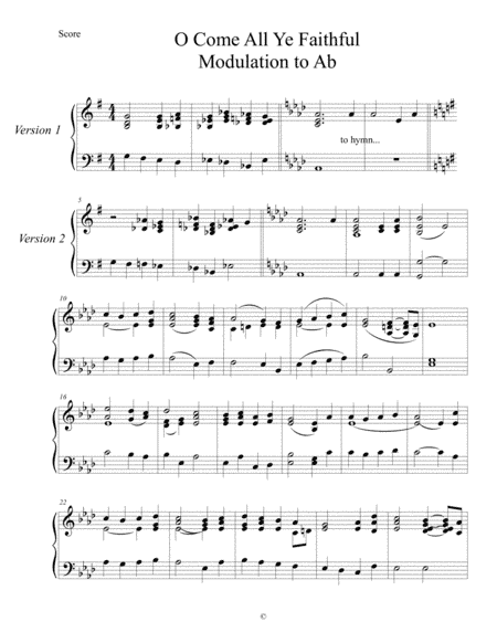 Adeste Fideles - two modulations to Ab