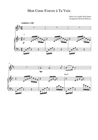 Mon Cœur S'ouvre à Ta Voix (arr. Kaiserin Rebecca)