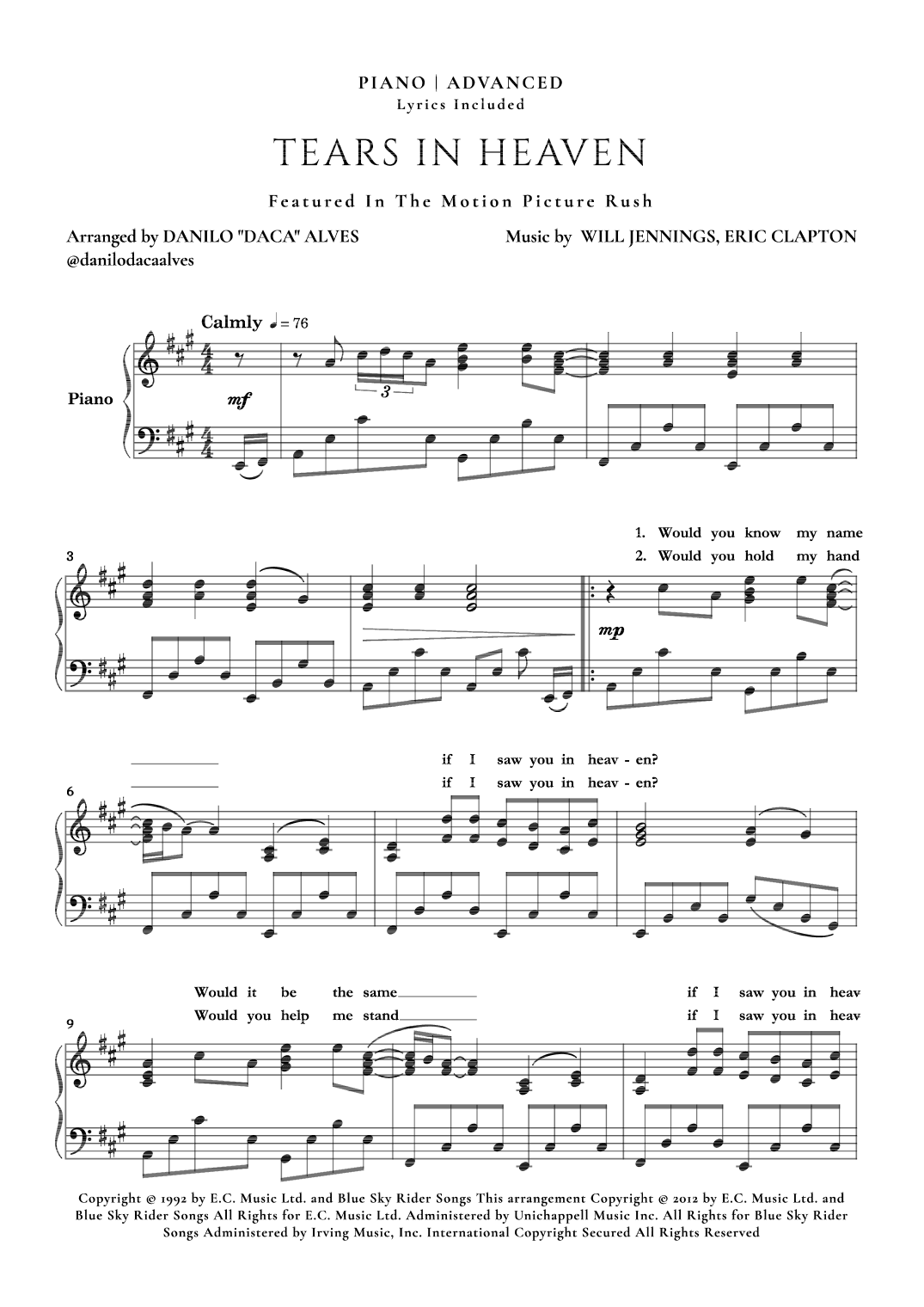 Tears In Heaven (arr. Danilo "Daca" Alves)