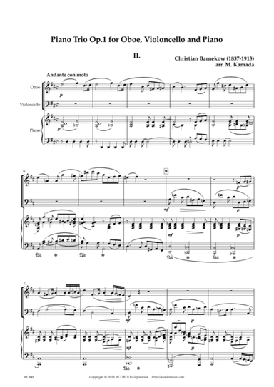 "Andante con moto" from Piano Trio, Op.1 for Oboe, Violoncello & Piano (arr. Mikio Kamada)