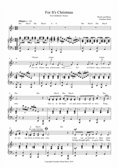 For It's Christmas - A Fun Song for Children's Voices