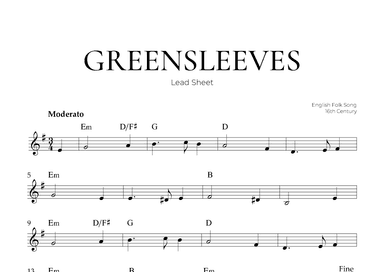 Greensleeves (Lead Sheet) - English Folk Song (arr. Pedro Merendi)
