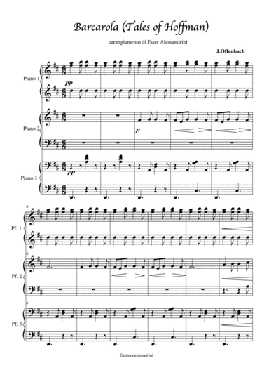Barcarola from Tales of Hoffman piano 6 hands (arr. Ester Alessandrini)
