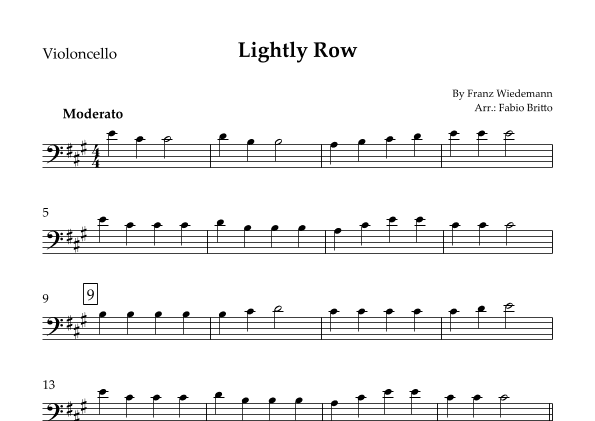 Lightly Row for Cello Solo (arr. Fabio Britto)