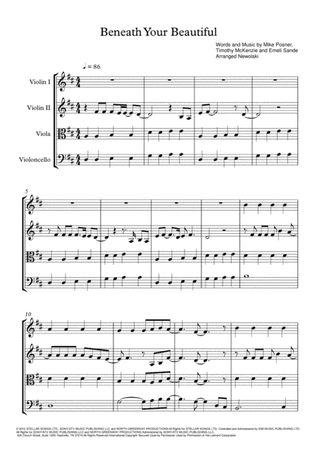 Beneath Your Beautiful (arr. Newolski)