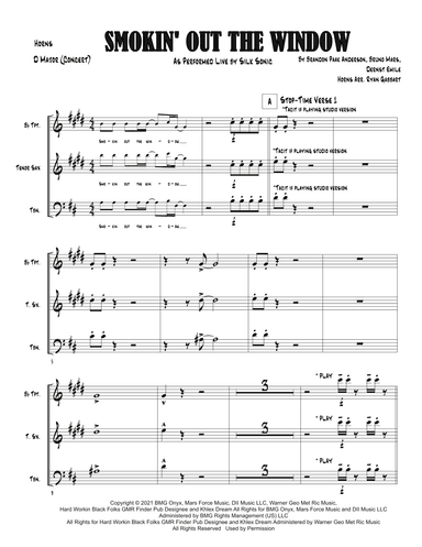 Smokin' Out The Window (arr. Ryan Gabbart)