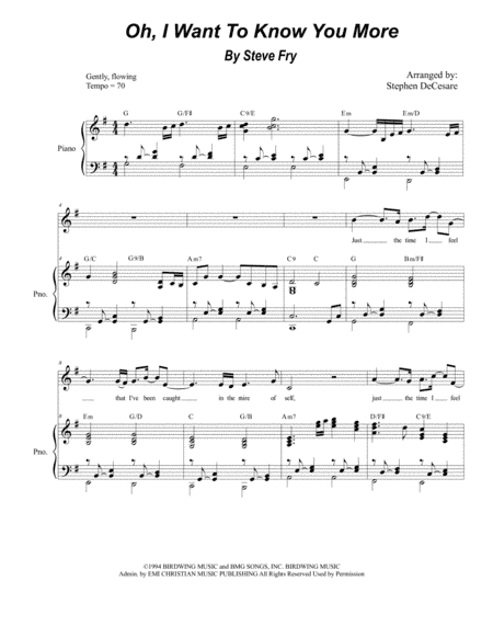 Oh, I Want To Know You More (arr. Stephen DeCesare)