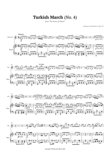 Turkish March by Beethoven for French Horn and Piano (arr. Ander)