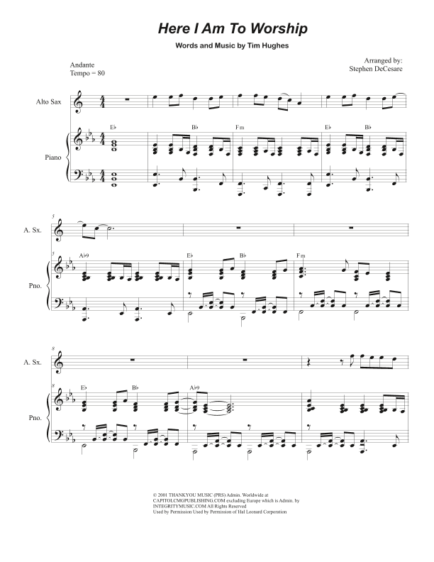 Here I Am To Worship (light Of The World) (arr. Stephen DeCesare)