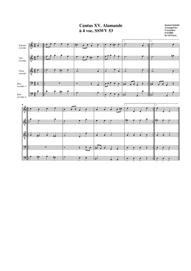 Alamande (Allemande) SSWV 53 (arrangement for 5 recorders) (arr. Gil Garty)