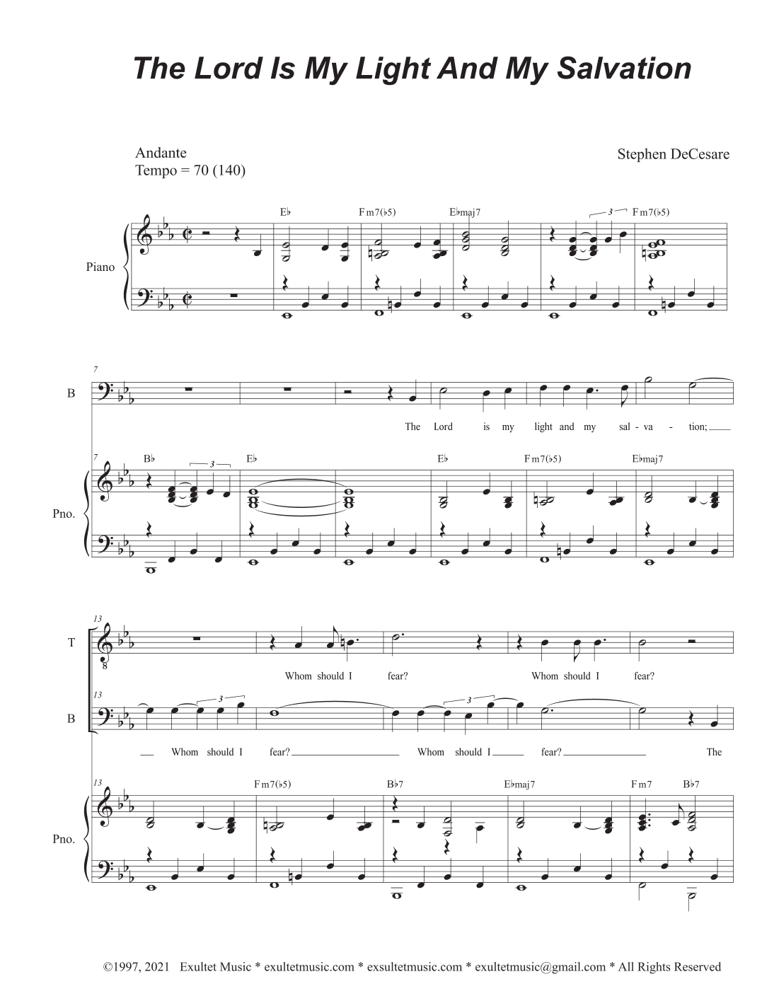 The Lord Is My Light And My Salvation (Duet for Tenor and Bass solo)