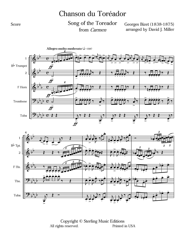 Song of the Toreador from Carmen (arr. David J. Miller)
