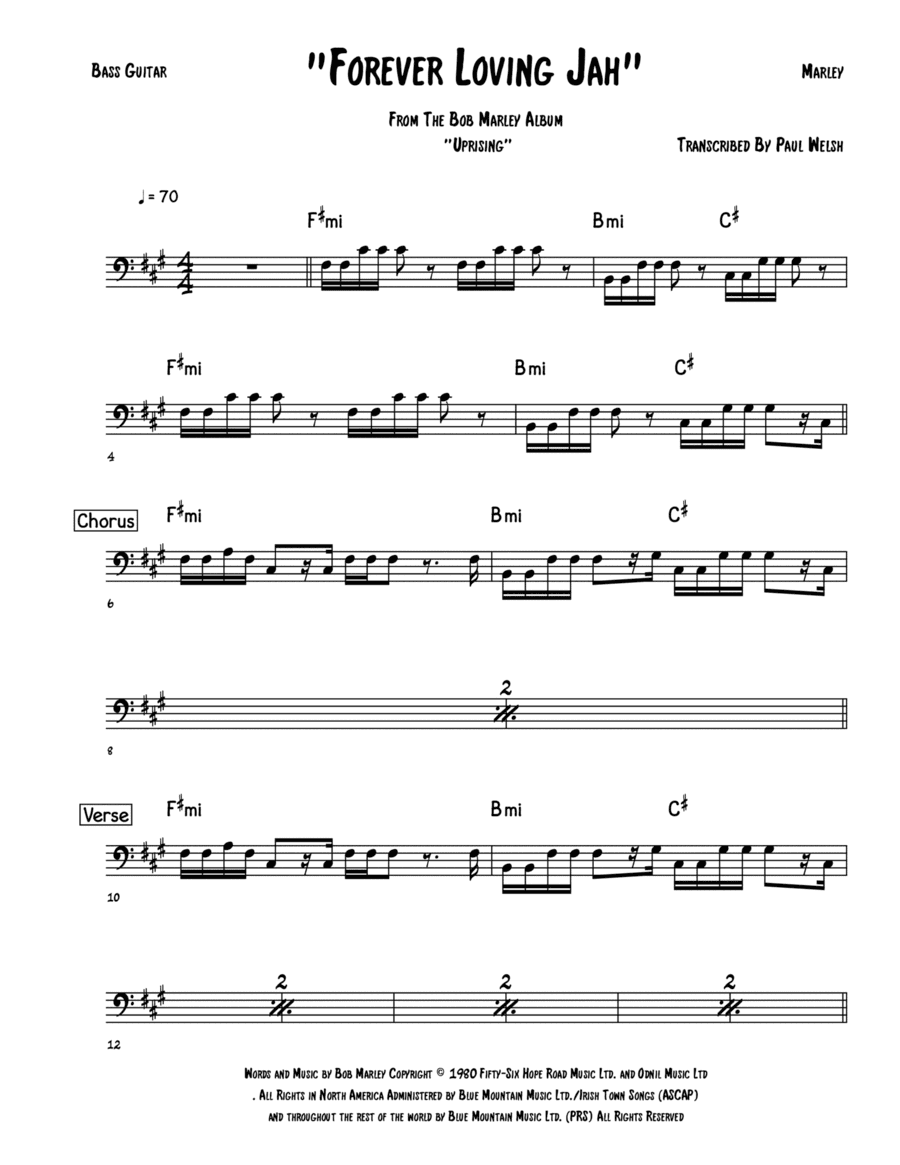 Forever Loving Jah (arr. Accubass)